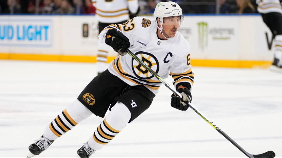 Brad Marchand with his sixth career hat trick in the NHL